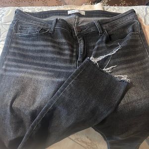 Washed black ankle jeans
